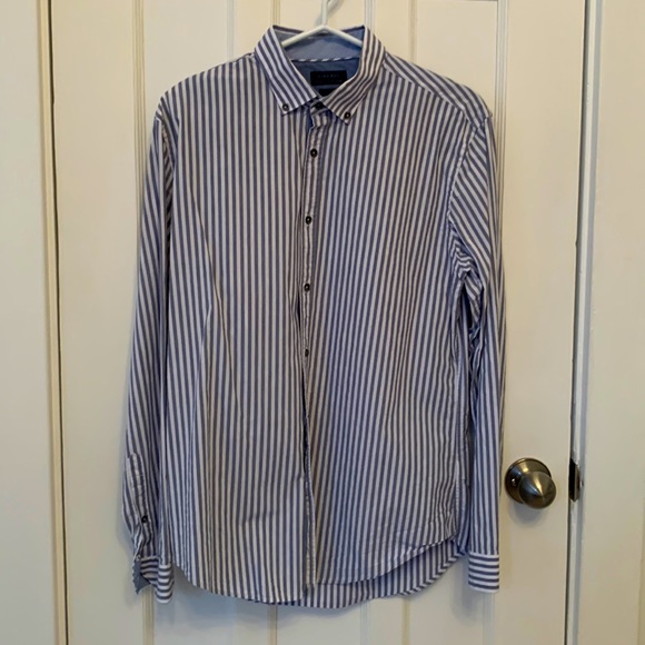 Zara Striped Dress Shirt in Large Slim Fit (Blue/White - Picture 1 of 3
